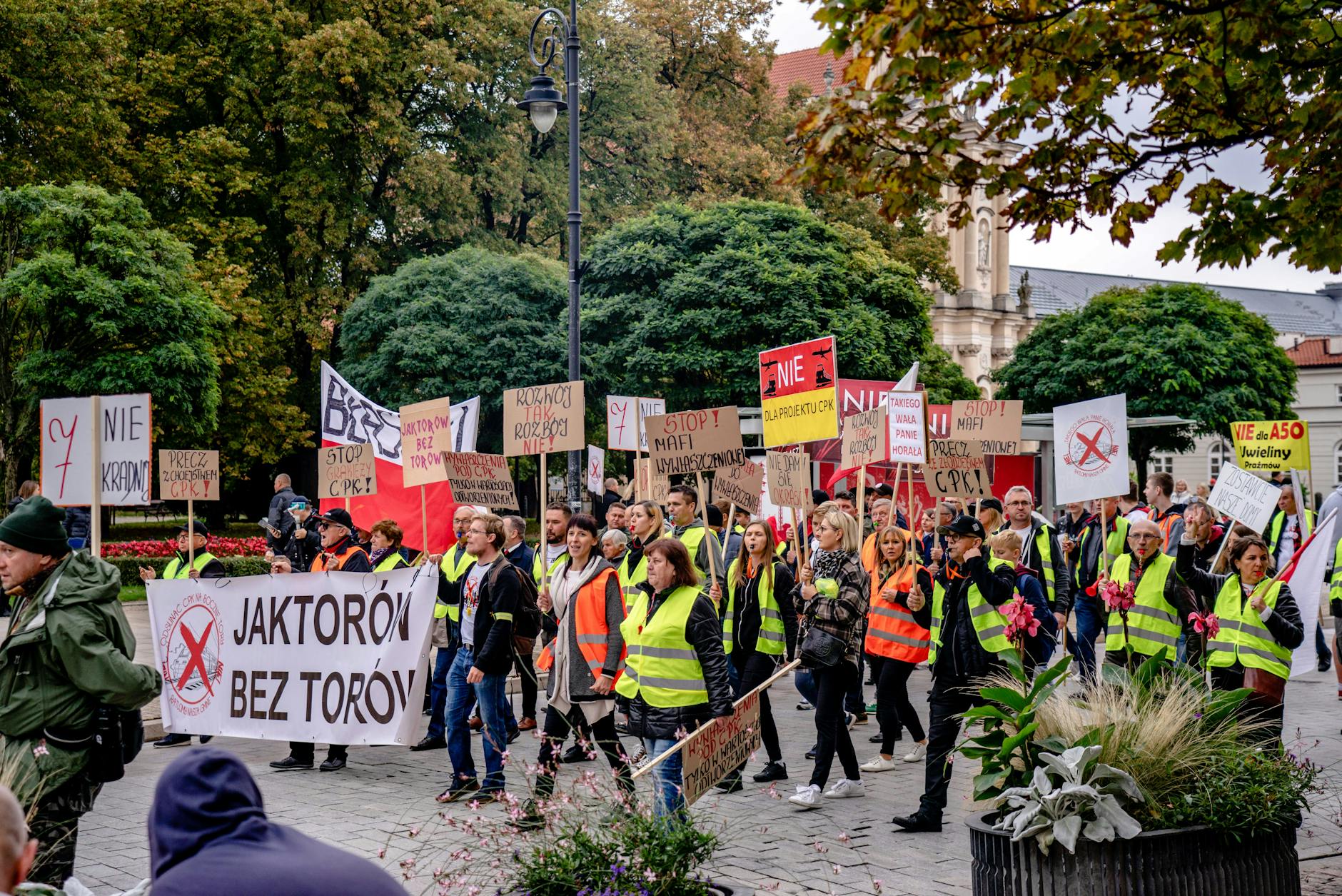 A large crowd marches through a European city centre during the continent-wide ‘No Kings’ protests.