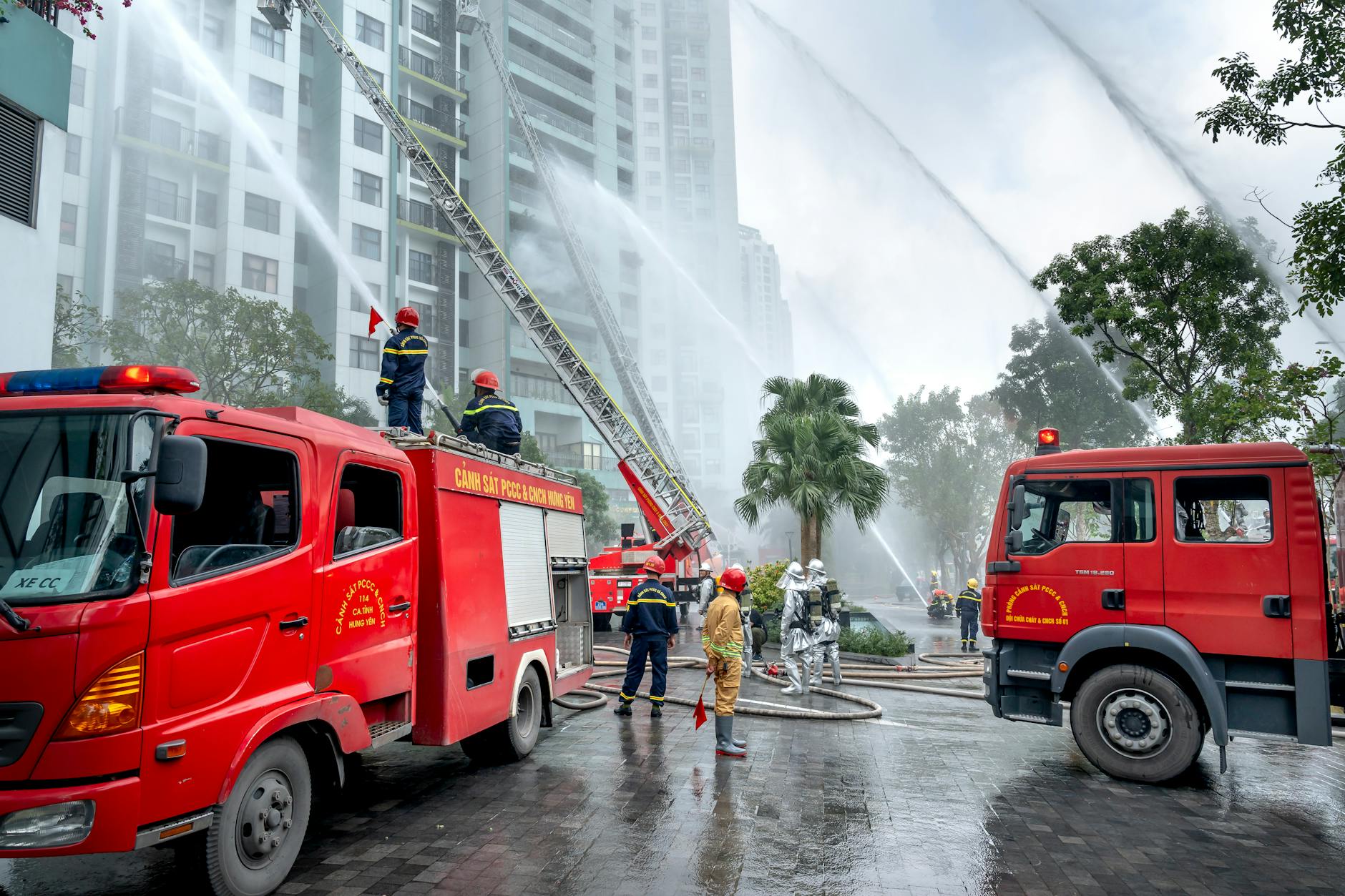 Firefighters battle flames at a damaged building in western Ukraine after a large daytime Russian drone attack that killed civilians and hit infrastructure across multiple regions.