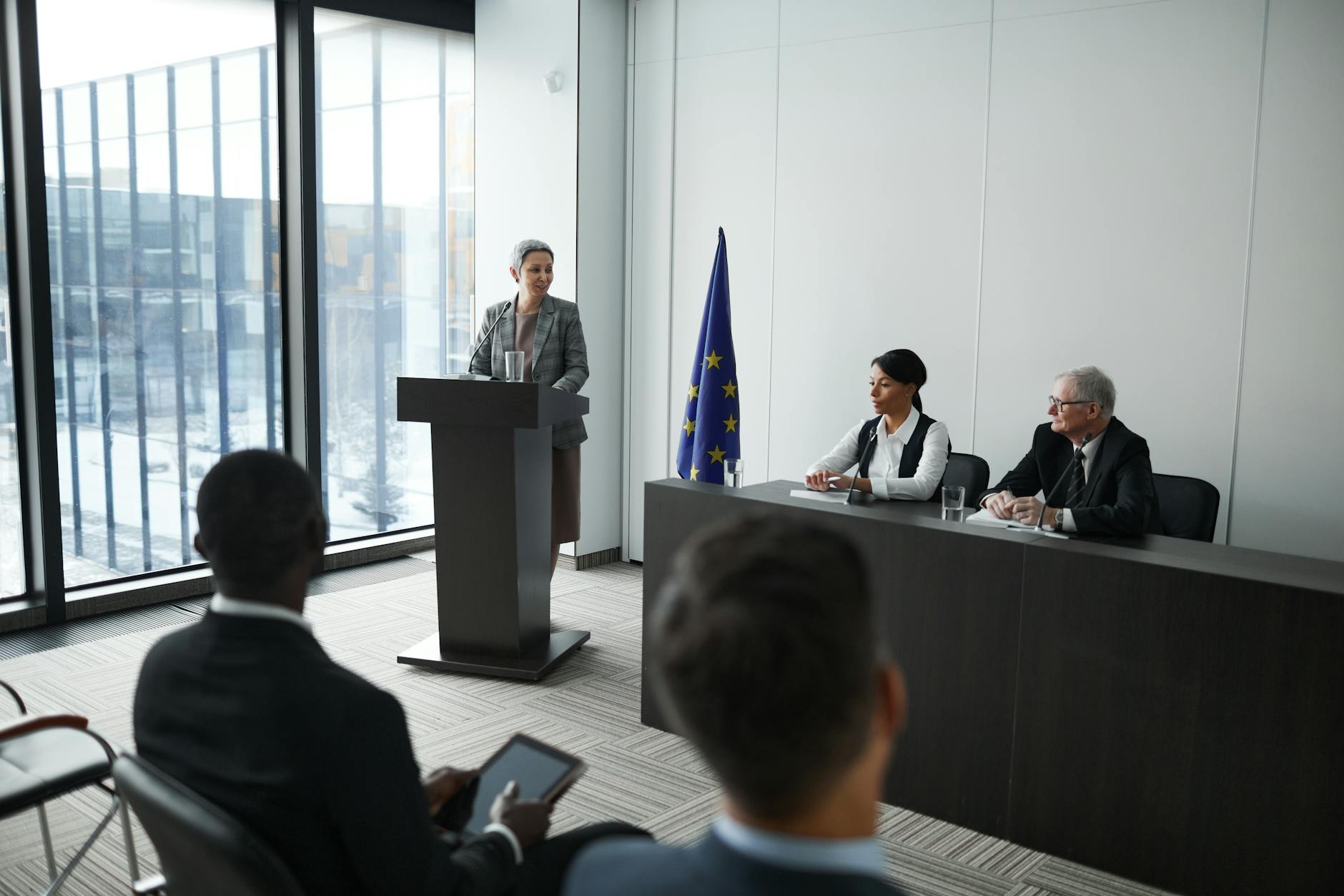 European and NATO officials attend a defence and security meeting discussing long-term military spending commitments.